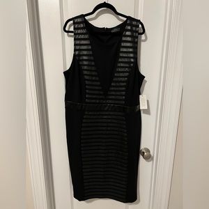 Eloquii size 20 dress, black, leather detail, tags on